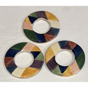 Set Of 3 Tabletops Unlimited Carnival Napkin Ring Colorful 3"